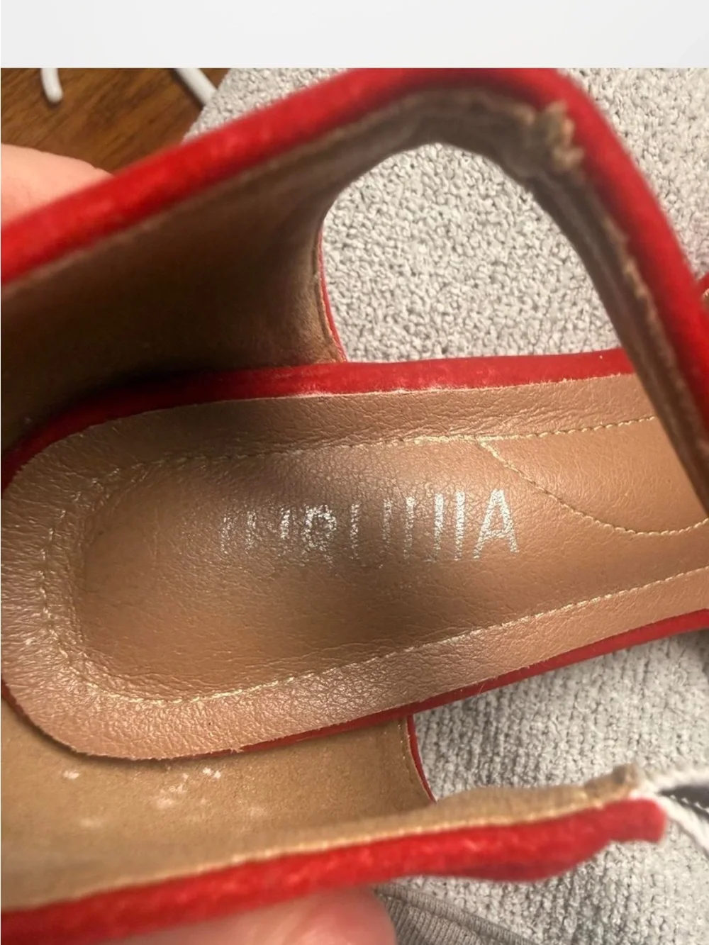 Amazon Red Suede Low Block Heel Ankle-Strap Pumps